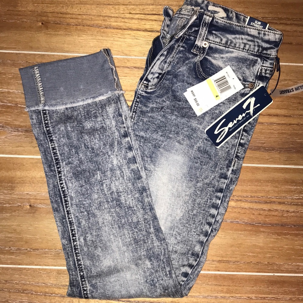 Seven Women’s Jeans High Cuff Aruba Blue - 4 - Picture 2 of 7